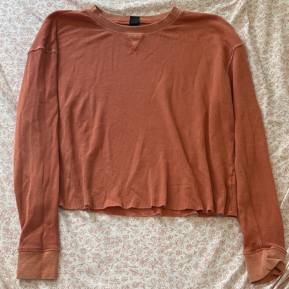 Fitted Women's Rust Long Sleeve Top
